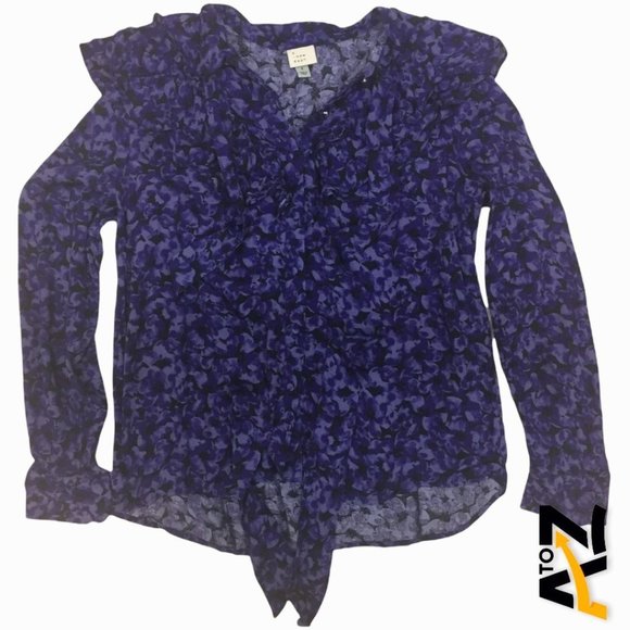 Women's Floral Print Ruffle Long Sleeve Dramatic Blouse Size S - Picture 1 of 9